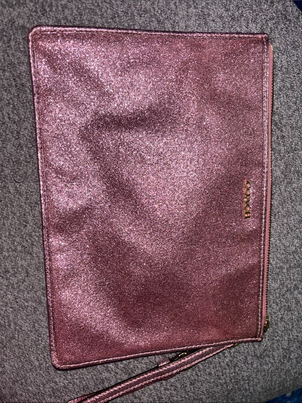 Coach Metallic Pink Glitter Wristlet Clutch